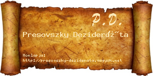 Presovszky Dezideráta névjegykártya